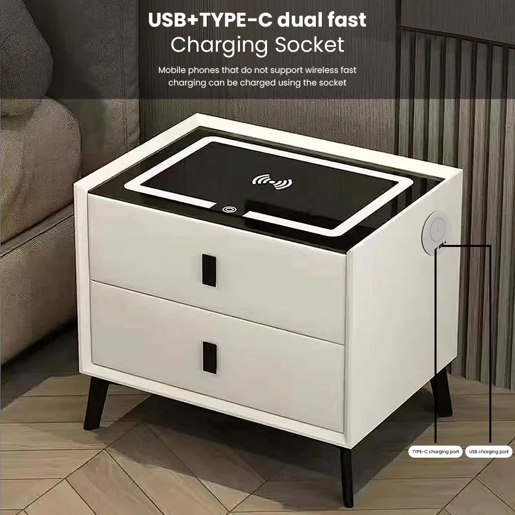 TECPHILE - Smart Side Table with Wireless Charging Station (Nightstand) - Image 9