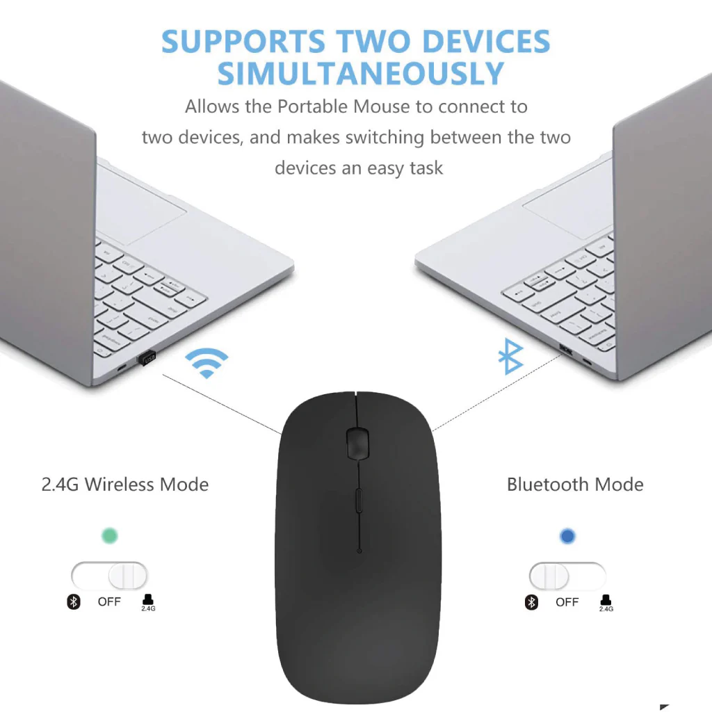 TECPHILE - SM01 Dual Mode Wireless Mouse (Bluetooth + USB) - Image 18