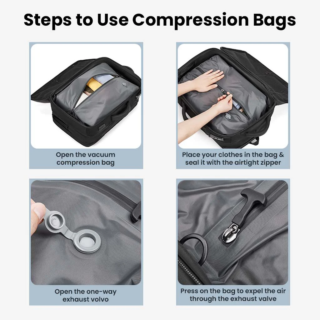 TECPHILE - Smart Airpack Vacuum Compression Travel Backpack 39-55L Expandable - Image 4