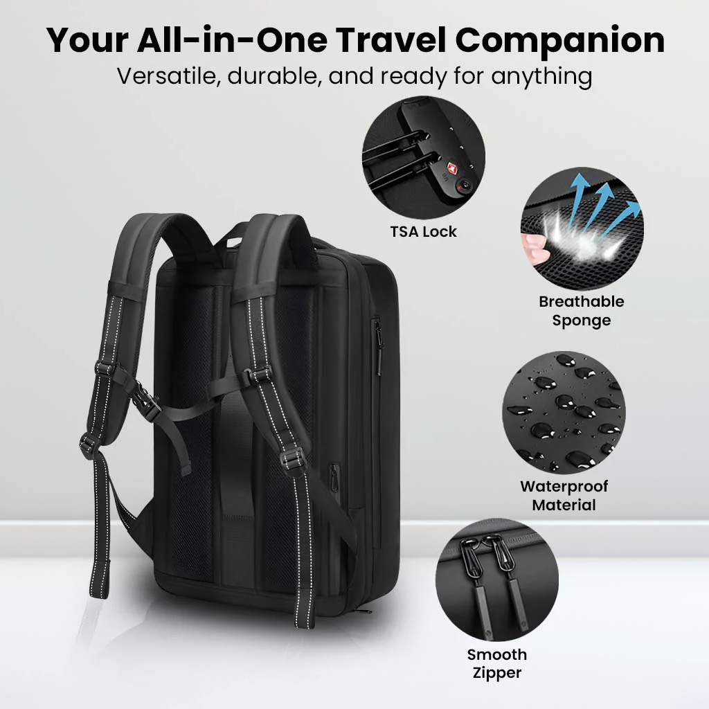 TECPHILE - Smart Airpack Vacuum Compression Travel Backpack 39-55L Expandable - Image 9