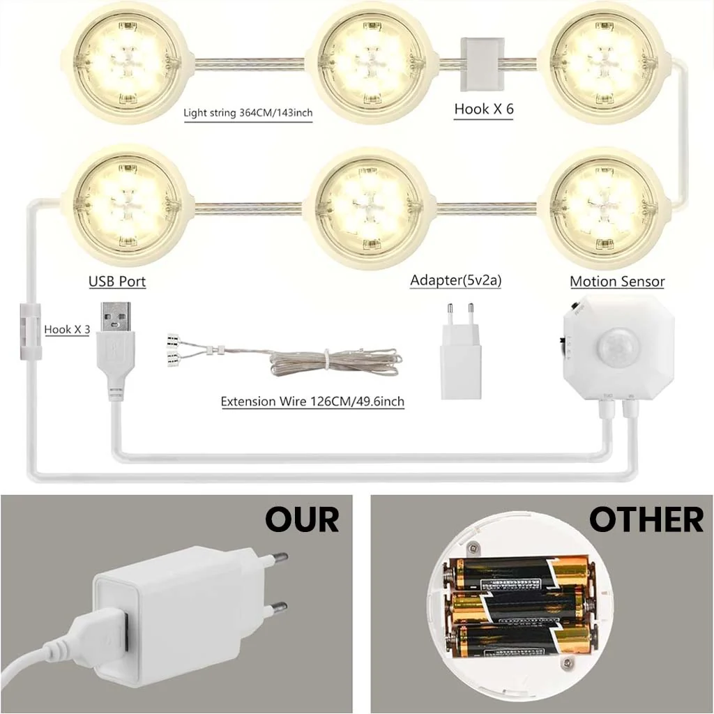 TECPHILE- Smart Motion Sensor LED Cabinet Lamp for Kitchen, Closet & Stairs - Image 6