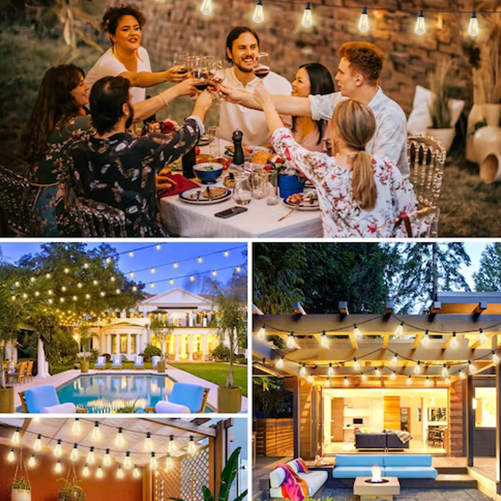 TECPHILE – ST38 50ft Outdoor String Lights Waterproof & Shatterproof Bulbs - Image 7
