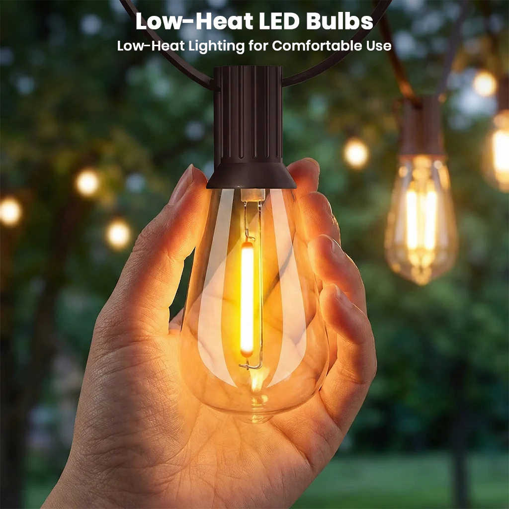 TECPHILE – ST38 50ft Outdoor String Lights Waterproof & Shatterproof Bulbs - Image 8