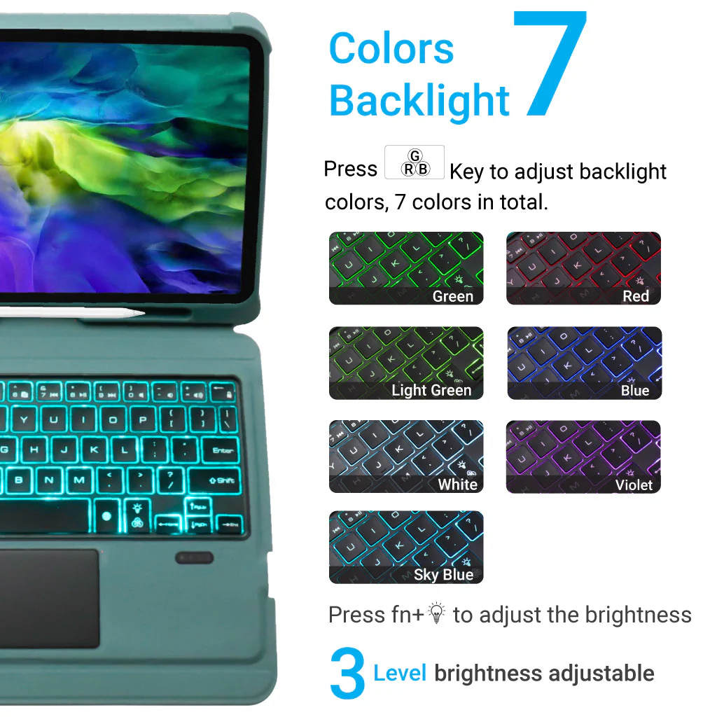 TECPHILE - T207D Wireless Keyboard Case for iPad - Image 9