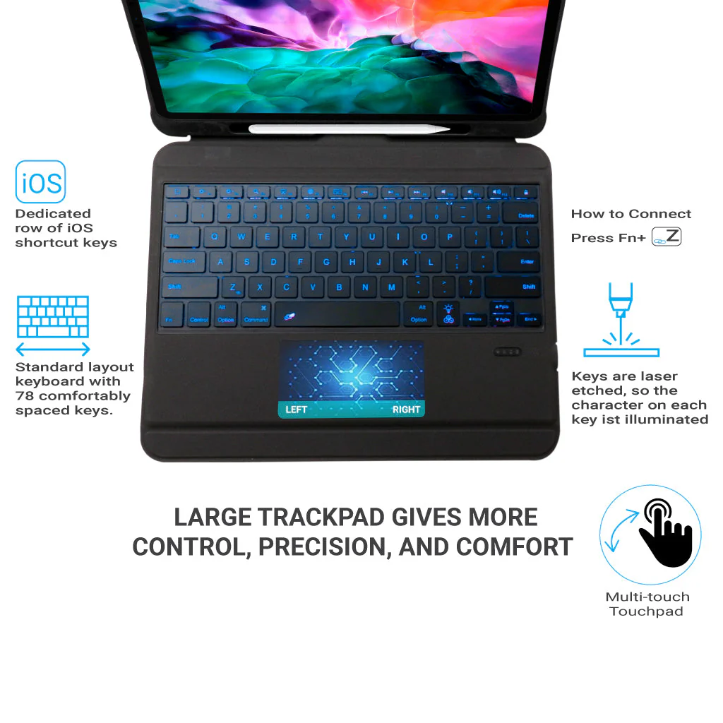 TECPHILE - T209D Wireless Keyboard Case for iPad Pro 12.9 - Image 2