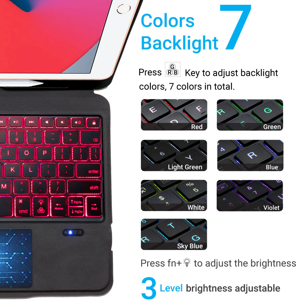 TECPHILE - T5206D Wireless Keyboard Case for iPad - Image 3