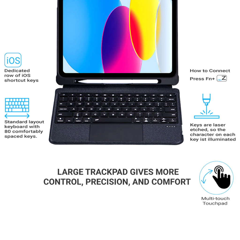 TECPHILE - T5208D Wireless Keyboard Case for iPad - Image 5