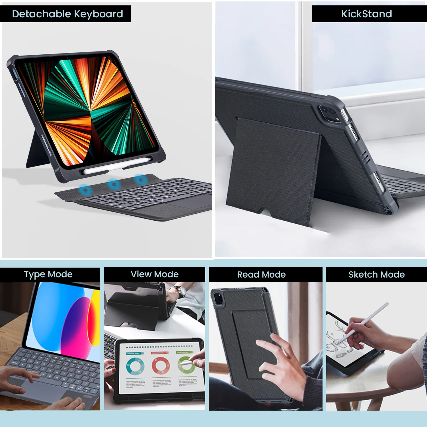 T5507D Keyboard Case for iPad Air 11 M3, M2 /5th Gen and iPad Pro 11 inch 2022 - Image 4