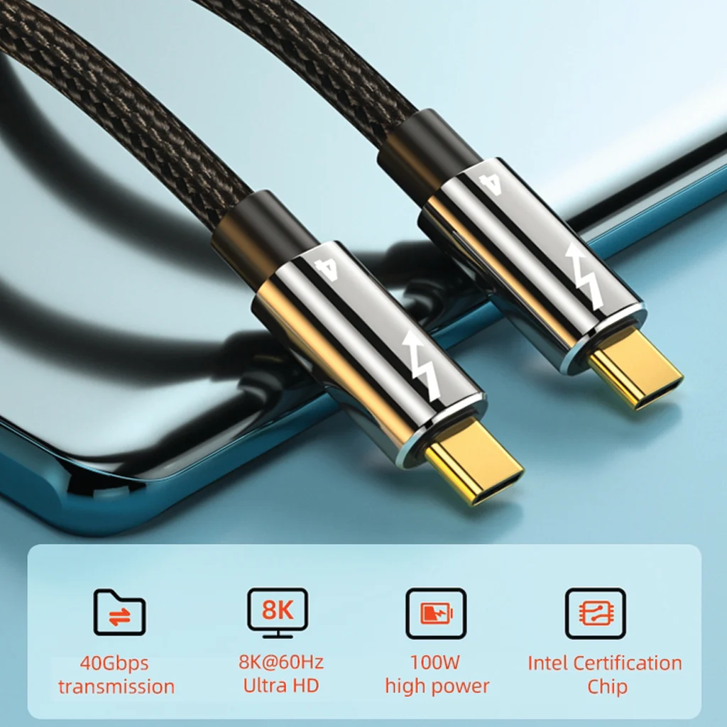TECPHILE - Thunderbolt 4 Type-C to Type-C Male 100W Cable - Image 5