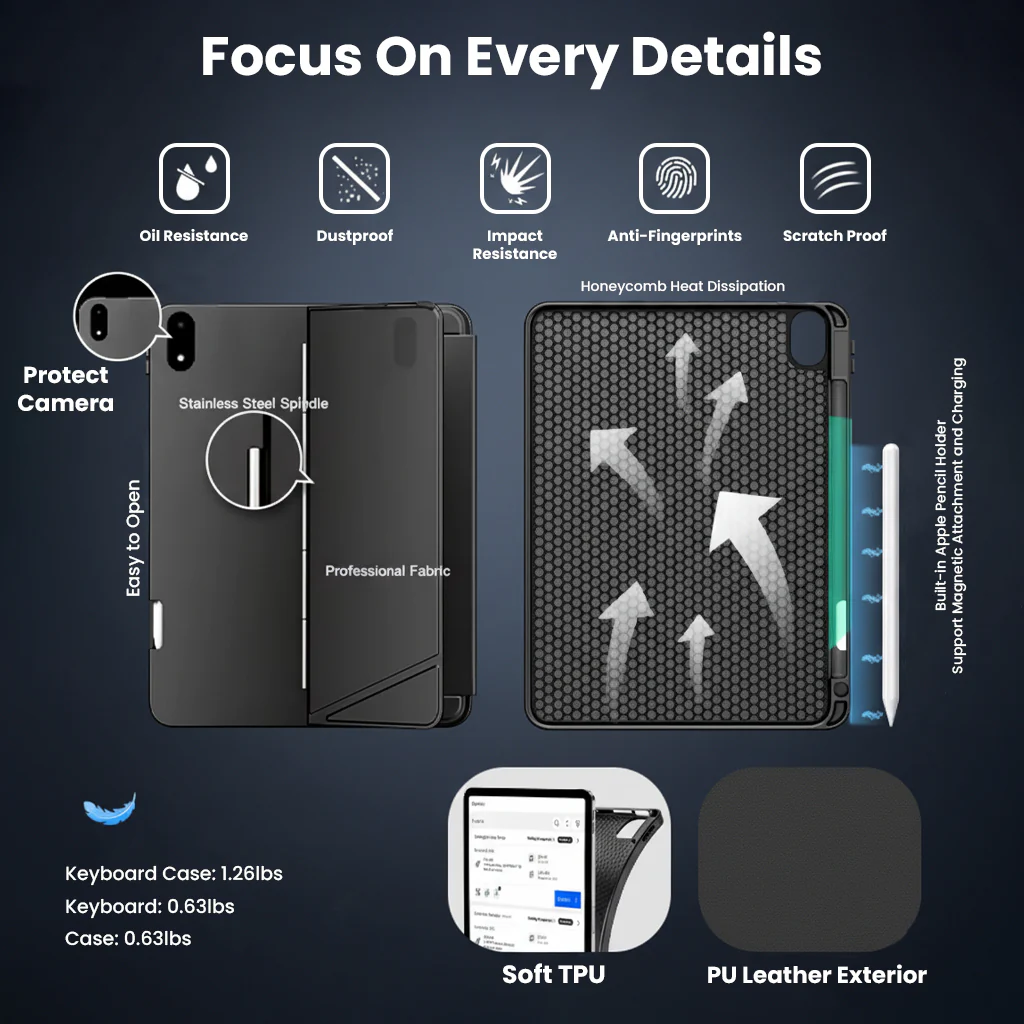 Keyboard Case for OnePlus Pad 2 Pro, Pad 3 and Oppo Pad 4 Pro 13.2” 2025 Cover - Image 10