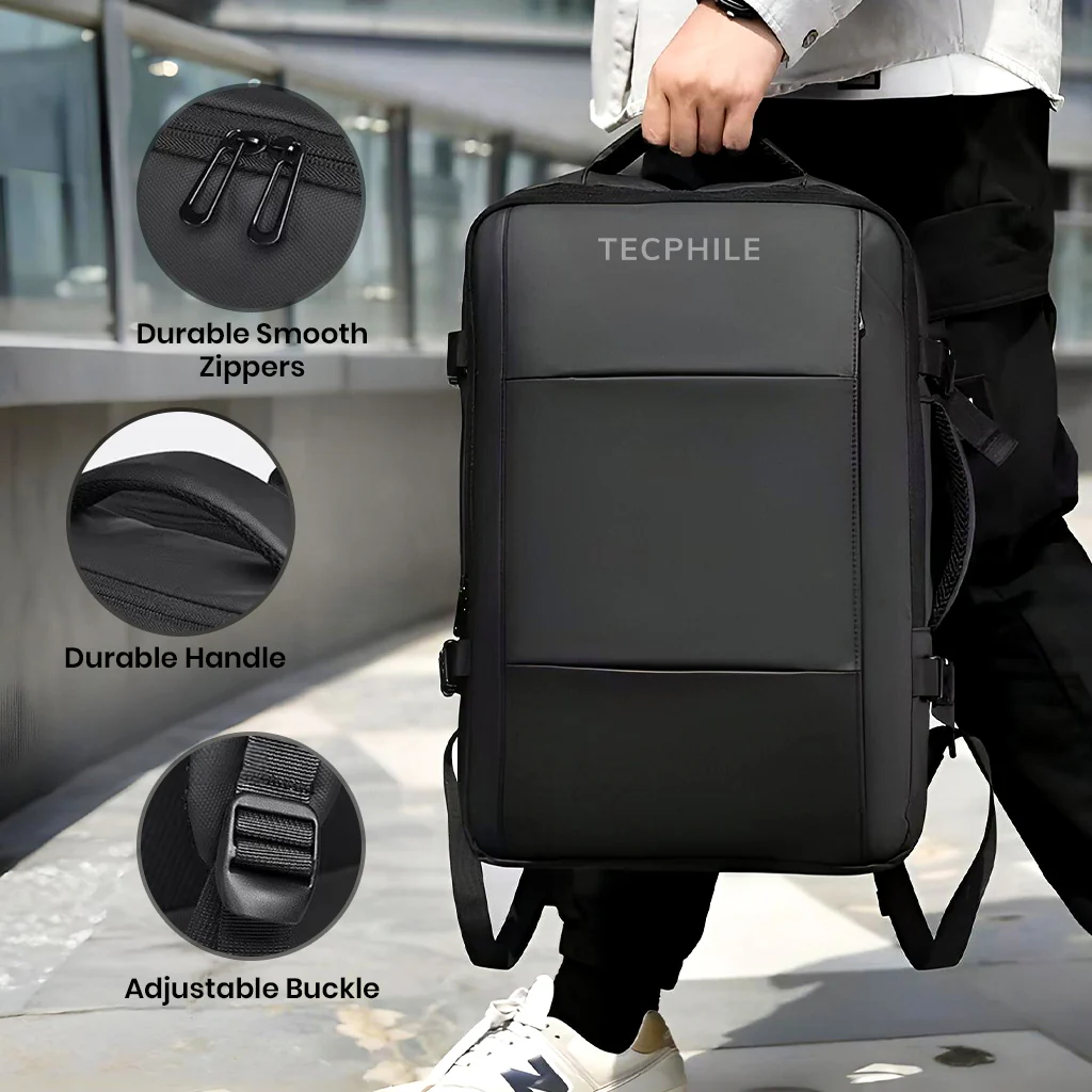 TECPHILE – Travel Laptop Bag 22L - 35L Expandable and Convertible Backpack - Image 10
