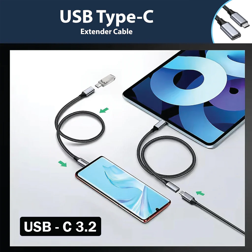 TECPHILE - USB 3.2 Type-C Male to Type-C Female PD Extension Cable - Image 4