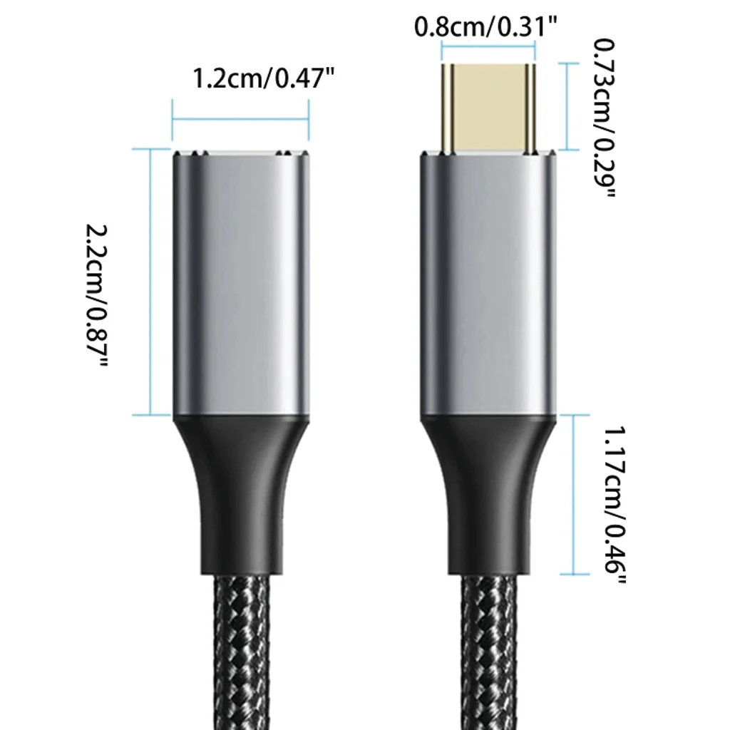 TECPHILE - USB 3.2 Type-C Male to Type-C Female PD Extension Cable - Image 9