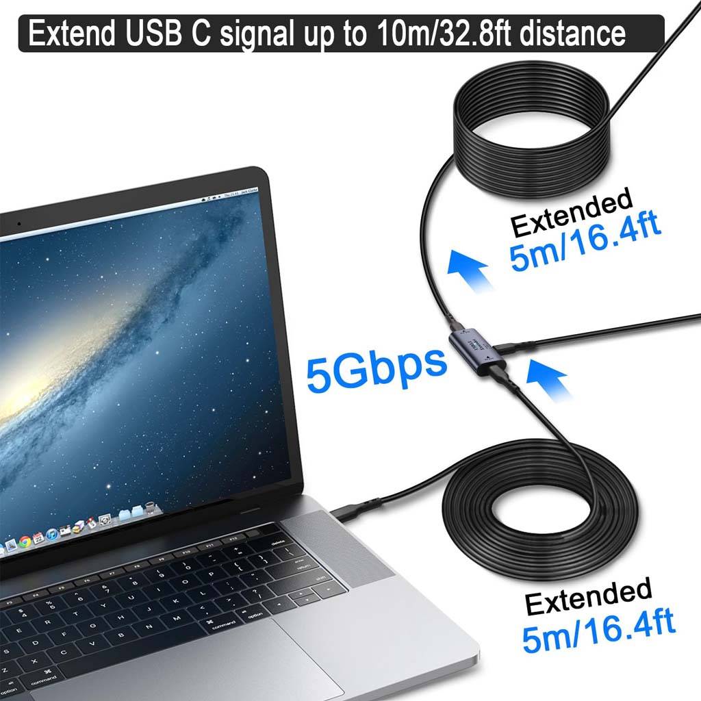 TECPHILE - Type C to USB A 3.2 Extender Adapter with 15W USB C Port - Image 2