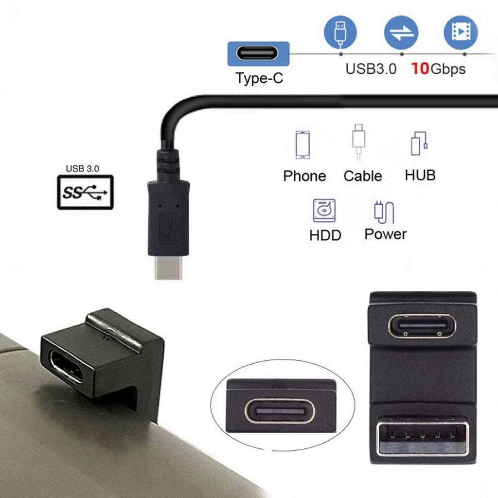 TECPHILE U-Shaped Type-C 3.1 Female to USB-A Male Adapter - Image 4