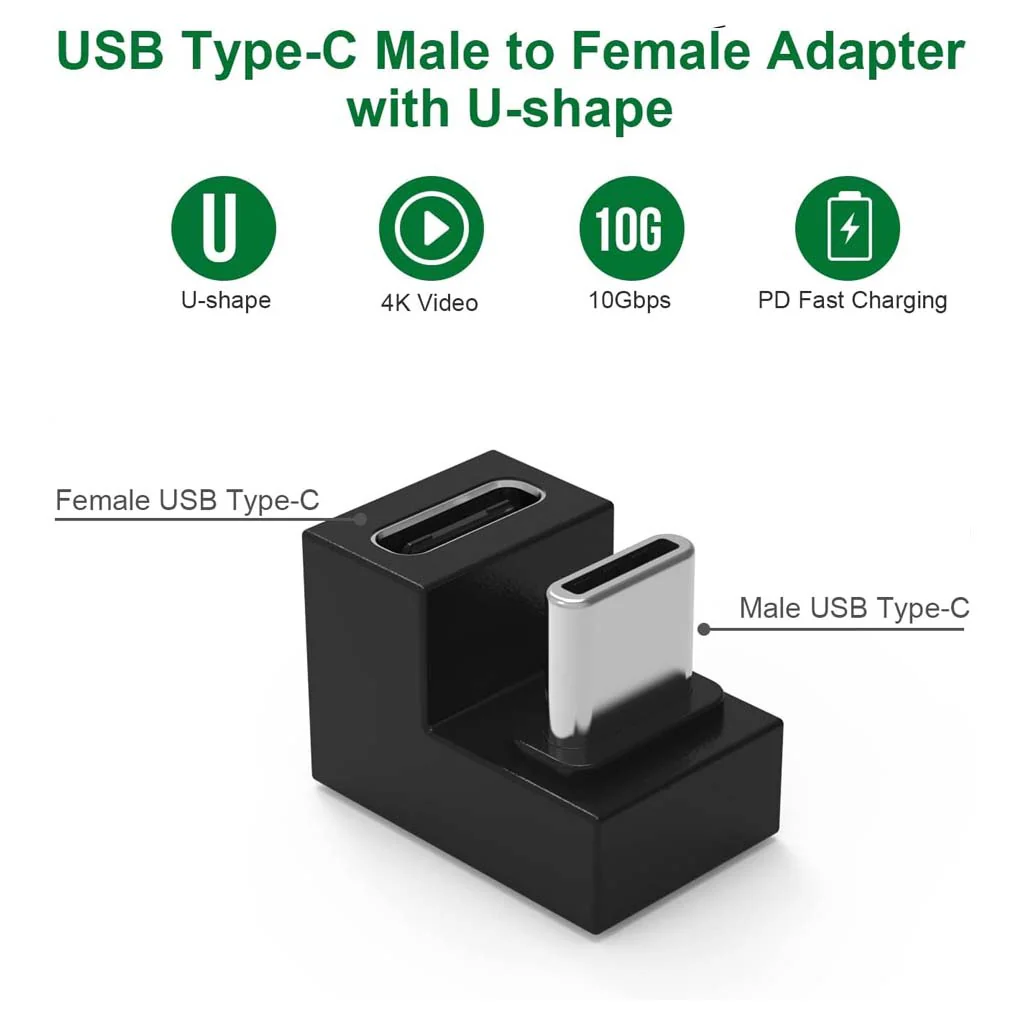 TECPHILE- U-Shaped USB 3.1 Type-C Male to Female Adapter - Image 4