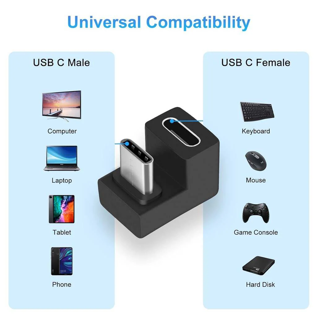 TECPHILE- U-Shaped USB 3.1 Type-C Male to Female Adapter - Image 8