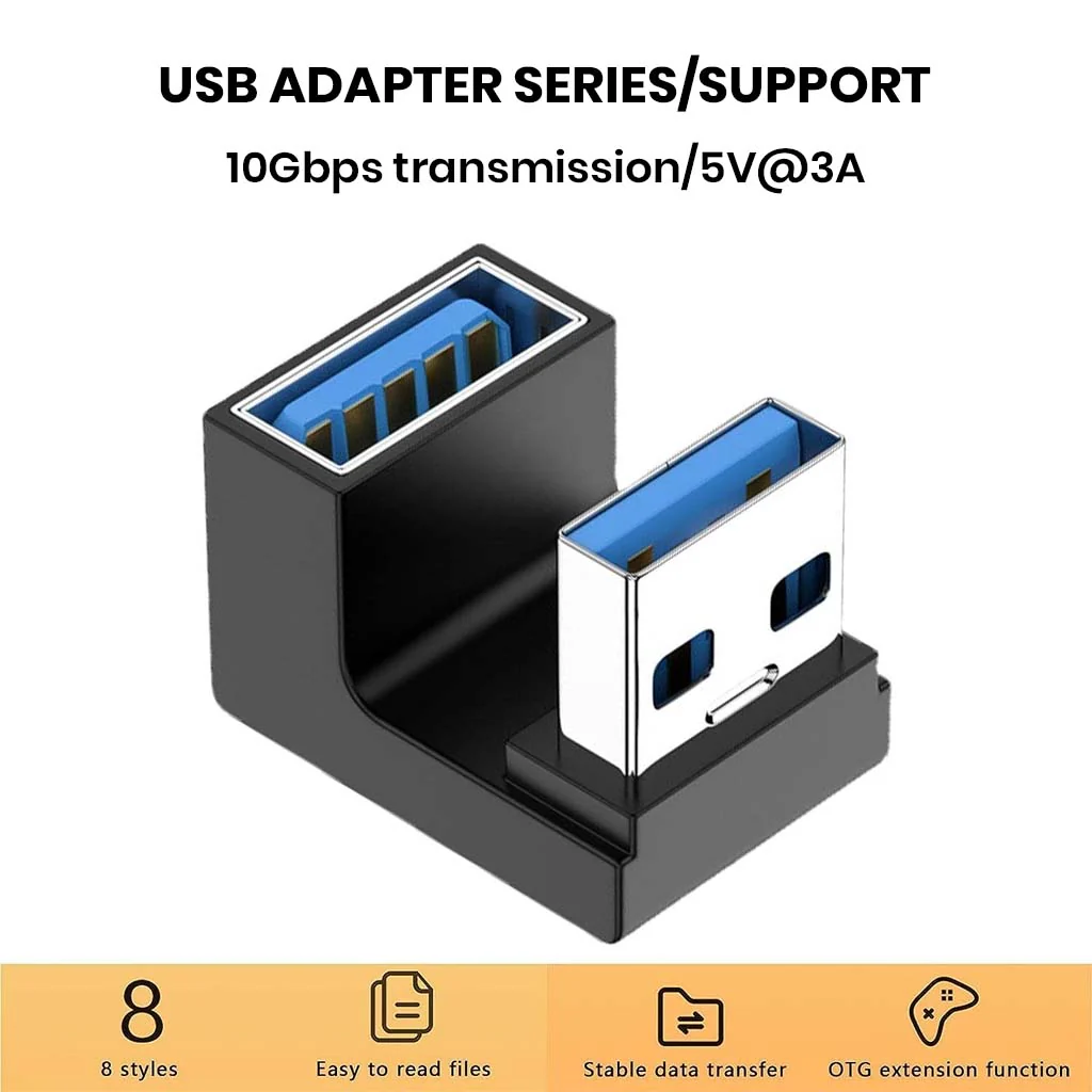 TECPHILE- U-Shaped USB A 3.1 Male to Female Adapter - Image 5