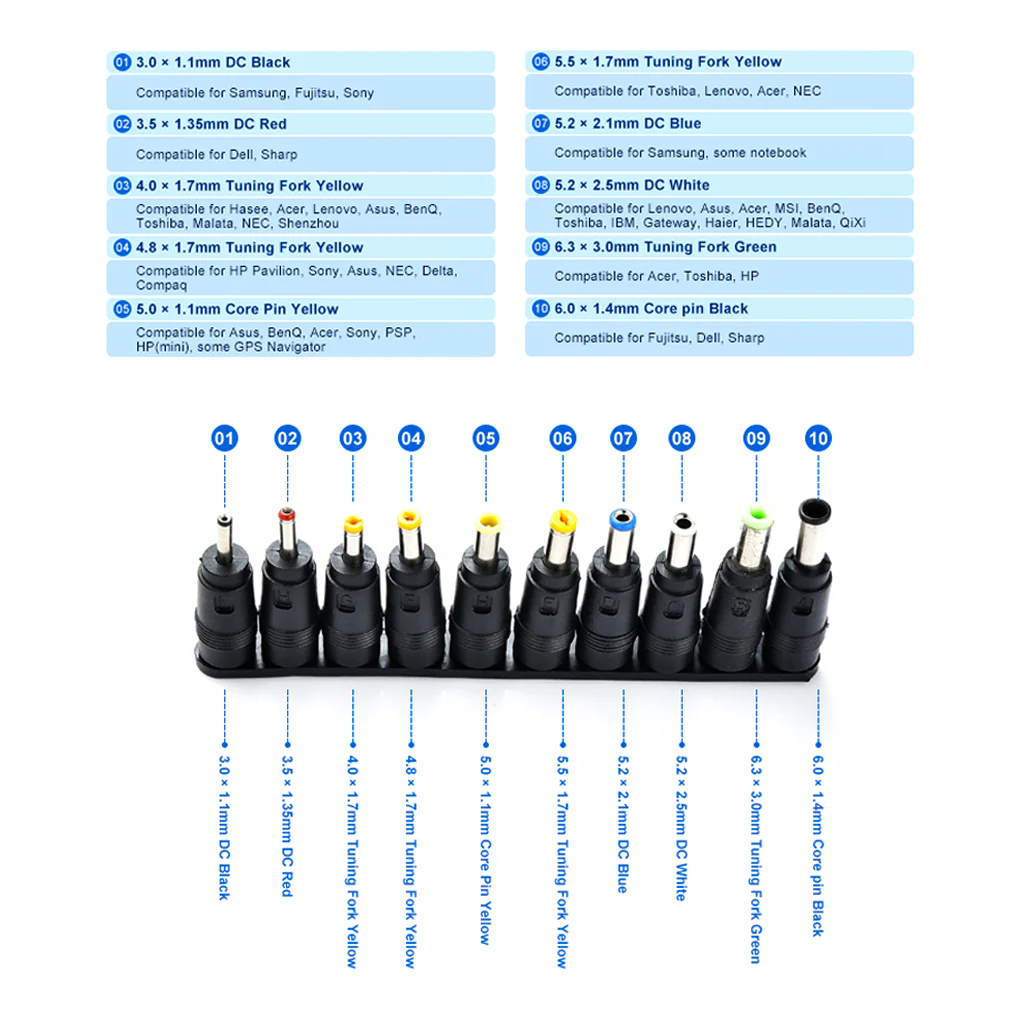 TECPHILE- Universal 34 PCs Laptop DC Adapter Set With 65W Cable (150CM) - Image 7