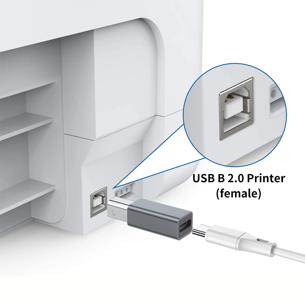 TECPHILE USB B to USB C Printer Square Port Adapter - Image 10