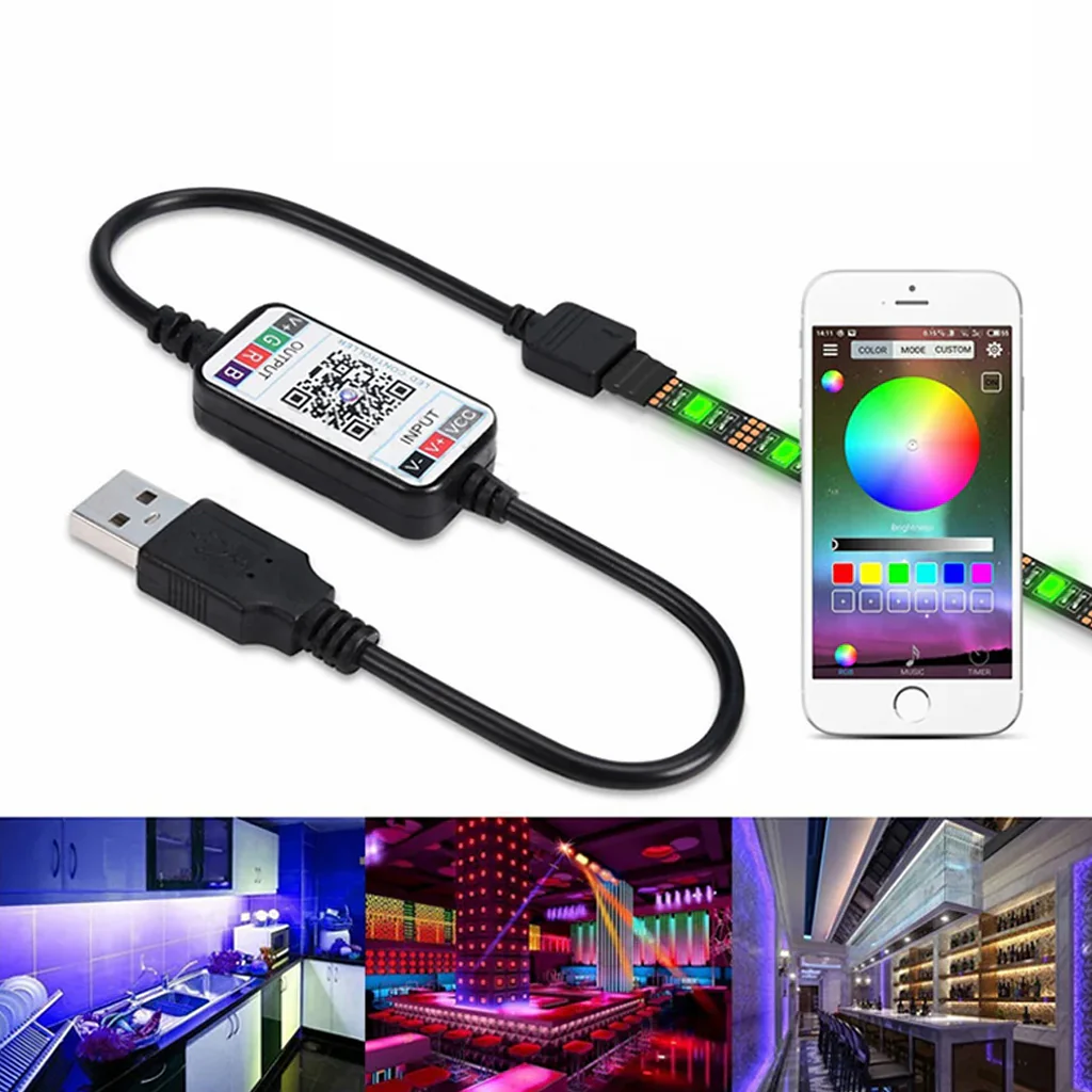 TECPHILE 5W USB Bluetooth 4 Pin RGB LED Strip Controller