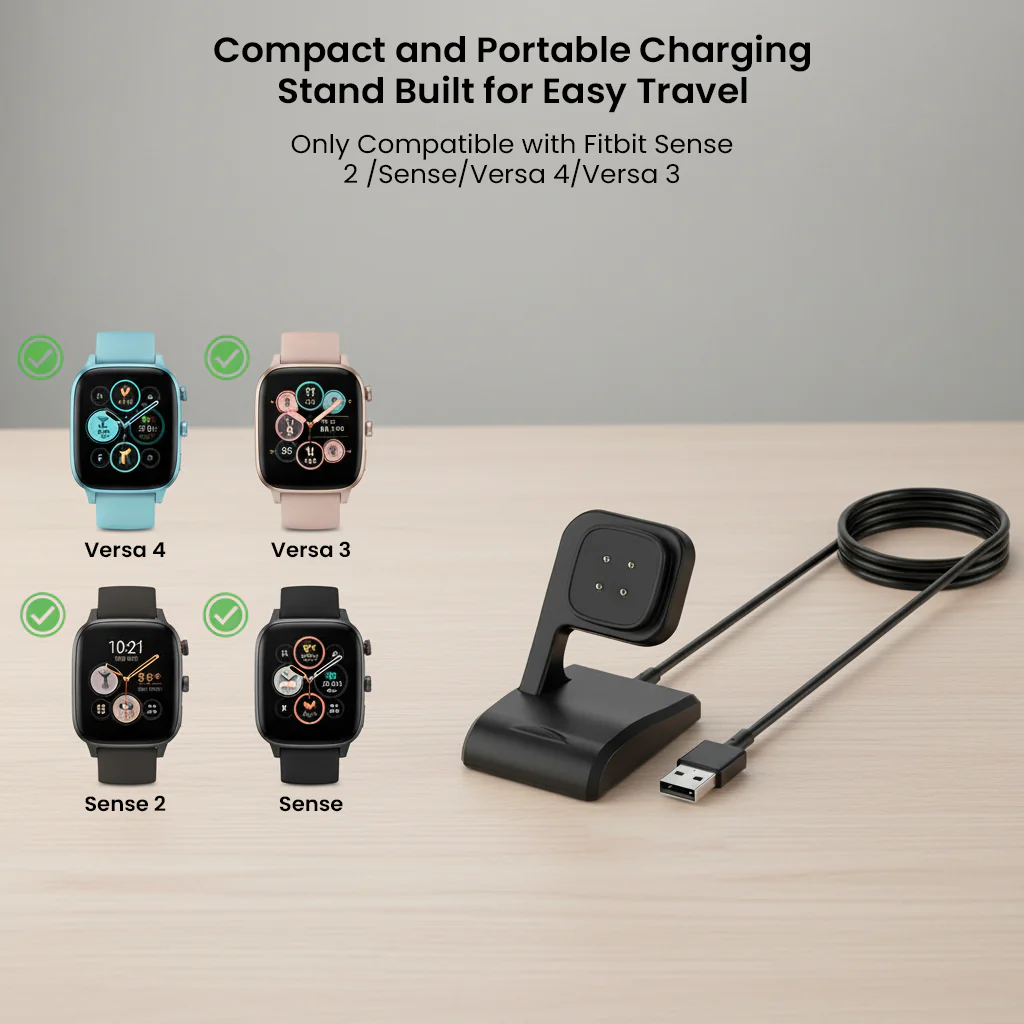 TECPHILE- USB Magnetic Charging Dock for Fitbit Sense & Versa 3 - Image 3