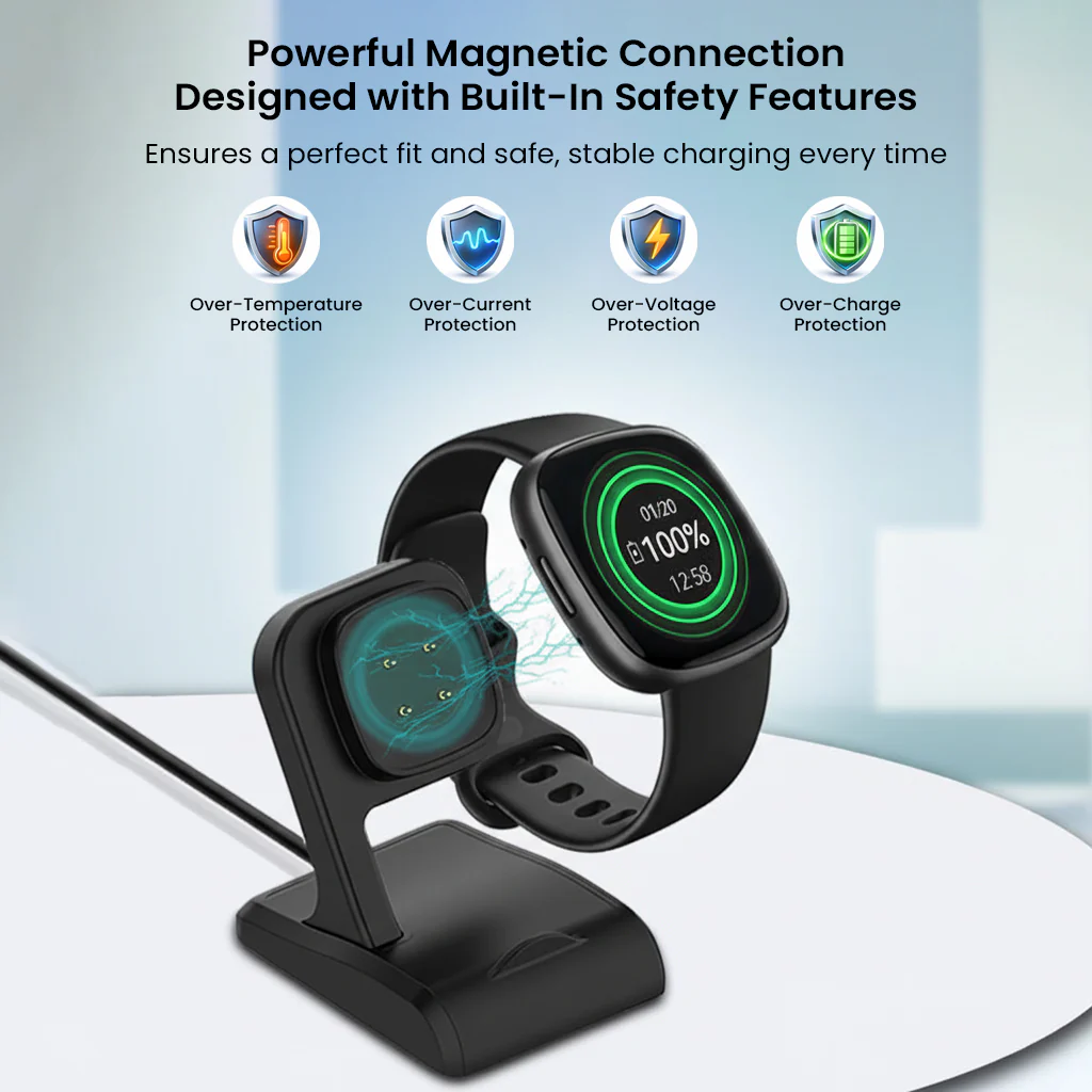 TECPHILE- USB Magnetic Charging Dock for Fitbit Sense & Versa 3 - Image 4