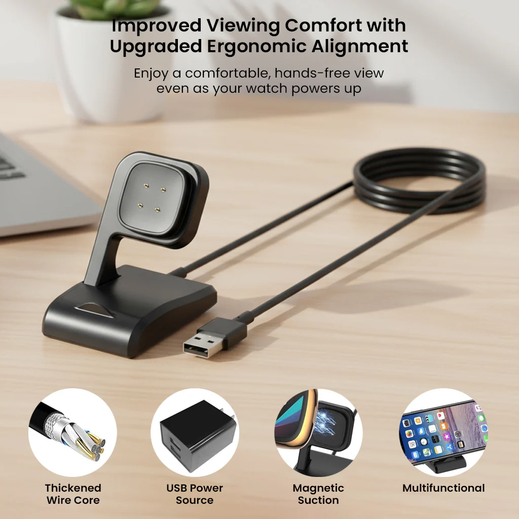 TECPHILE- USB Magnetic Charging Dock for Fitbit Sense & Versa 3 - Image 5