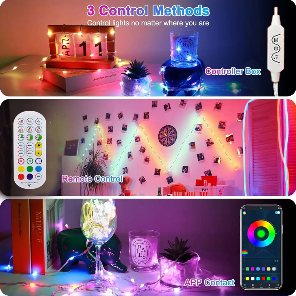 TECPHILE - USB Powered Smart Fairy Rice Lights with App & Remote Control - Image 3
