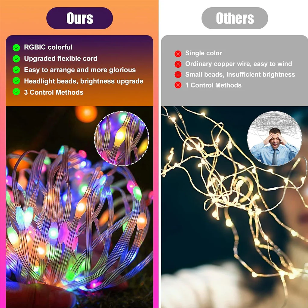 TECPHILE - USB Powered Smart Fairy Rice Lights with App & Remote Control - Image 9