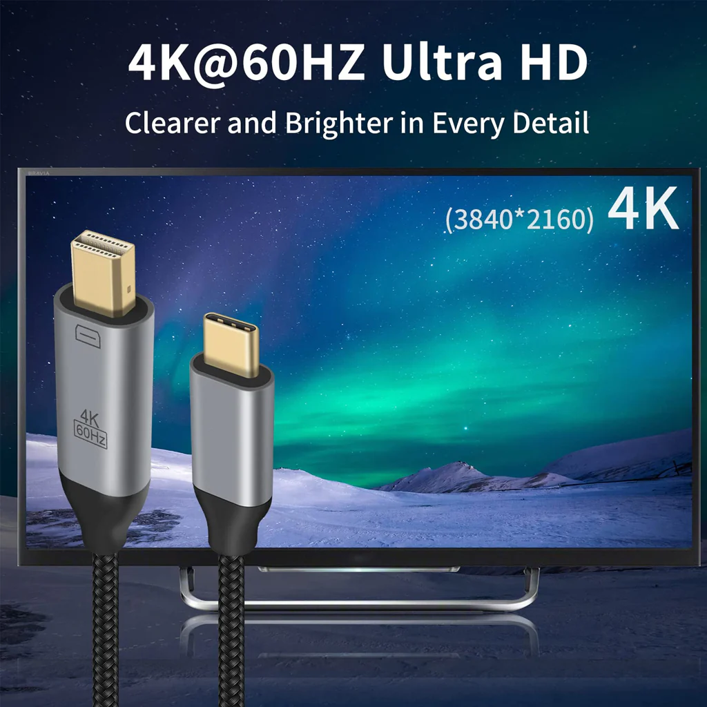 TECPHILE USB Type C to Mini Display Port Cable - Image 4