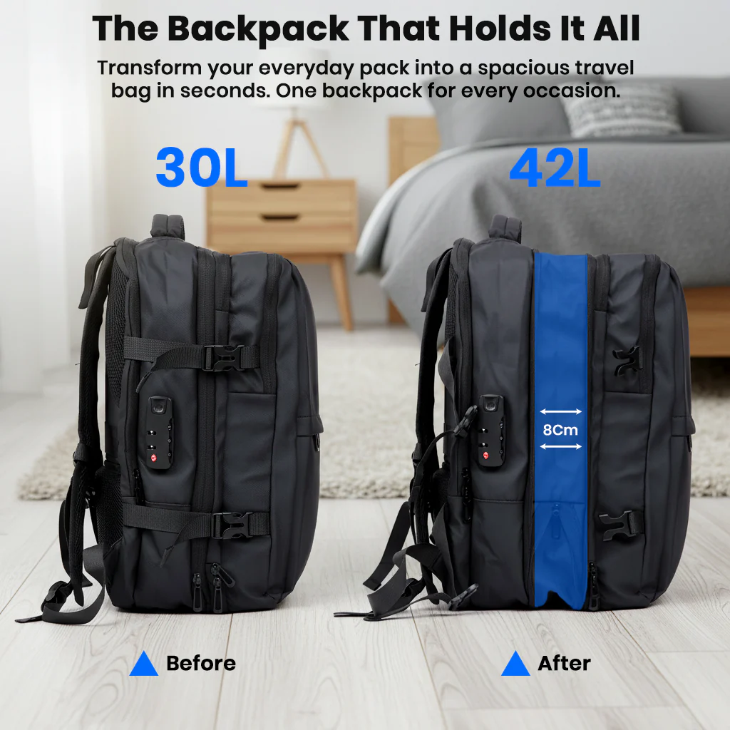 TECPHILE – VacuPack Travel Vacuum Backpack 30-42L Expandable Laptop Bag - Image 3