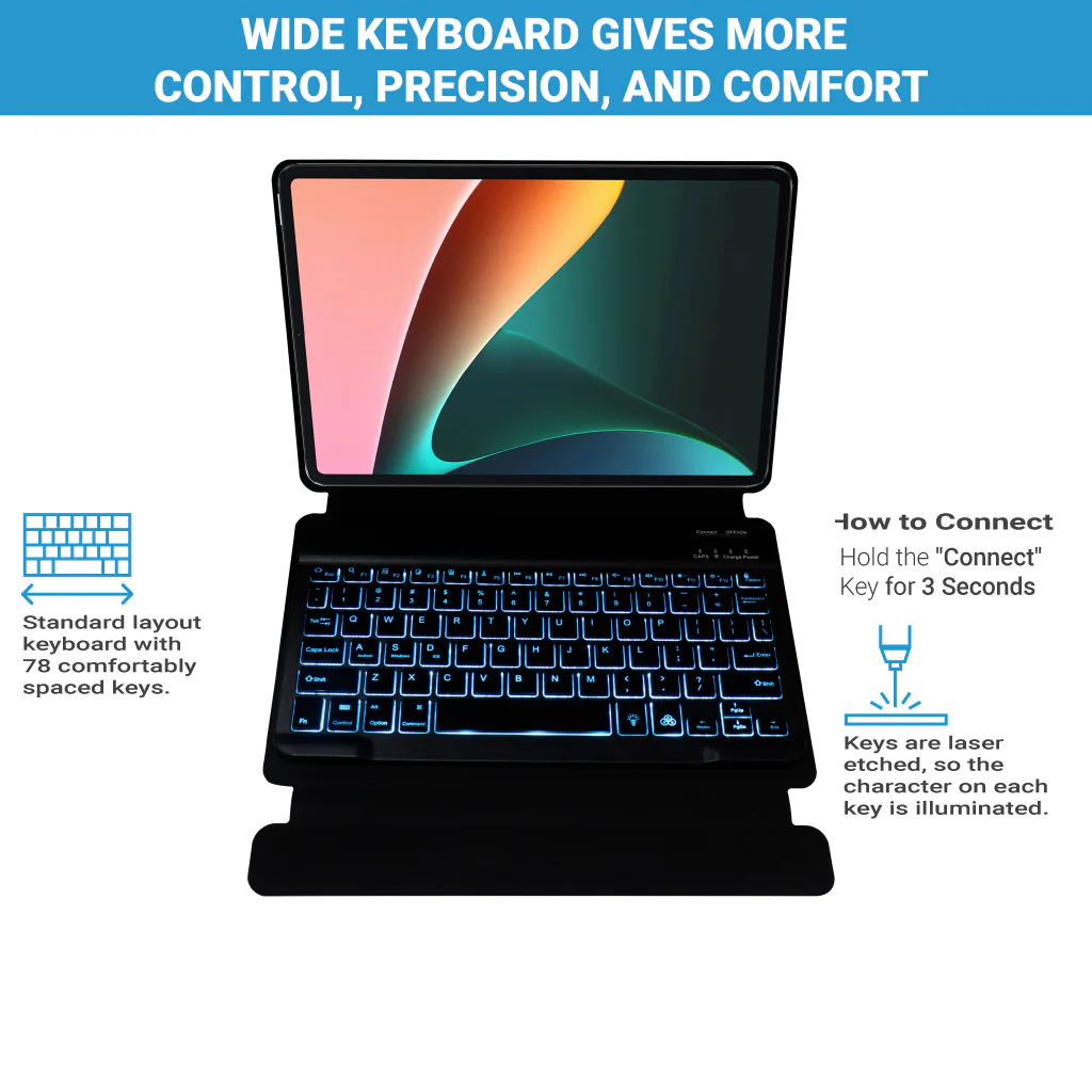 TECPHILE - Wireless Keyboard Case for Xiaomi Pad 5/5 Pro - Image 10