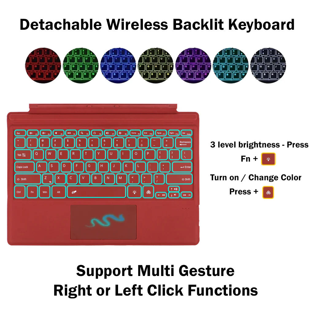TECPHILE - Wireless Keyboard for Microsoft Surface Pro 3/4/5/6/7 - Image 3