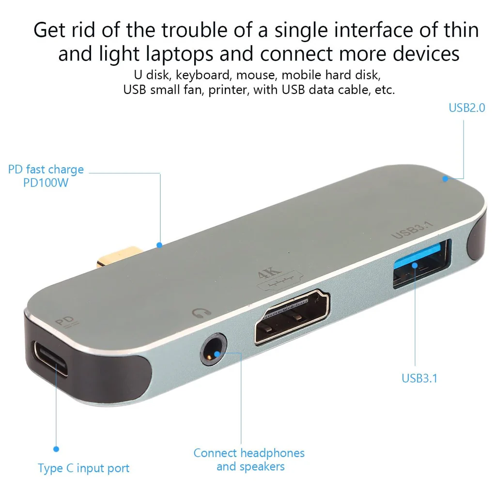TECPHILE X5 USB C HUB Multiport Adapter PD 100W - Image 2