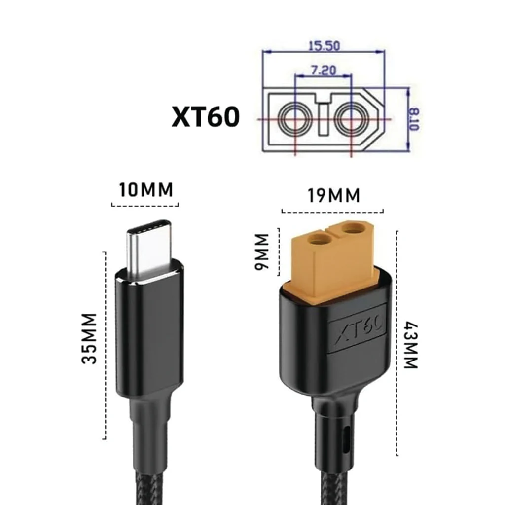 TECPHILE - XT60 TO TYPE-C 100CM Adapter Cable - Image 2