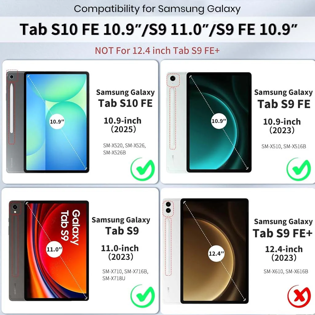 XZT-S9 Keyboard Case for Galaxy Tab S10 FE/S9 FE/S9 with Touchpad & 360° Cover - Image 2