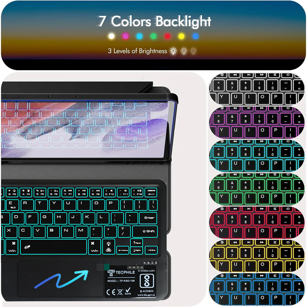 XZT-S9 Keyboard Case for Galaxy Tab S10 FE/S9 FE/S9 with Touchpad & 360° Cover - Image 4