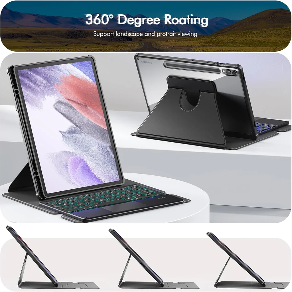 XZT-S9 Keyboard Case for Galaxy Tab S10 FE/S9 FE/S9 with Touchpad & 360° Cover - Image 7