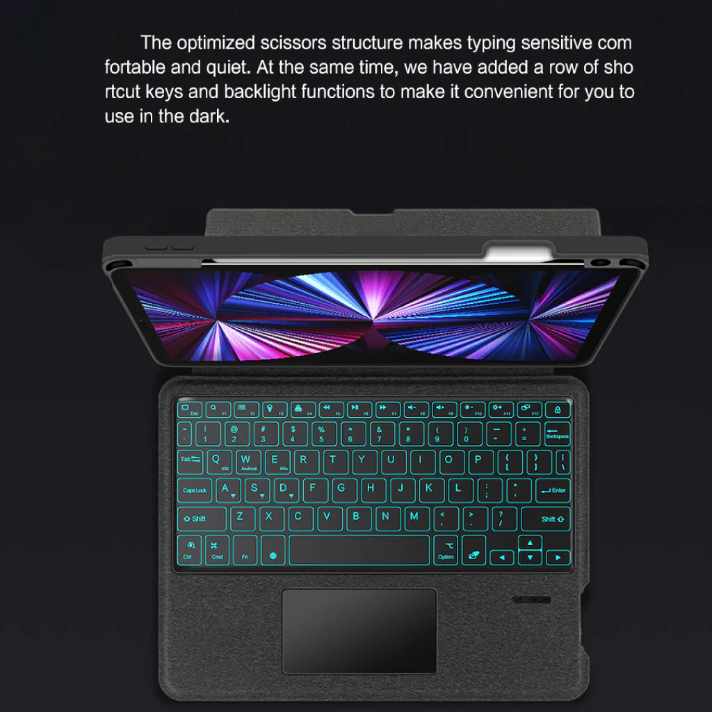 TECPHILE - YJ129 Wireless Keyboard Case for iPad Pro 12.9 inch - Image 4