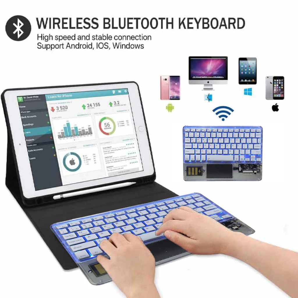 TECPHILE - Z33 Transparent Wireless Keyboard with Touchpad - Image 10