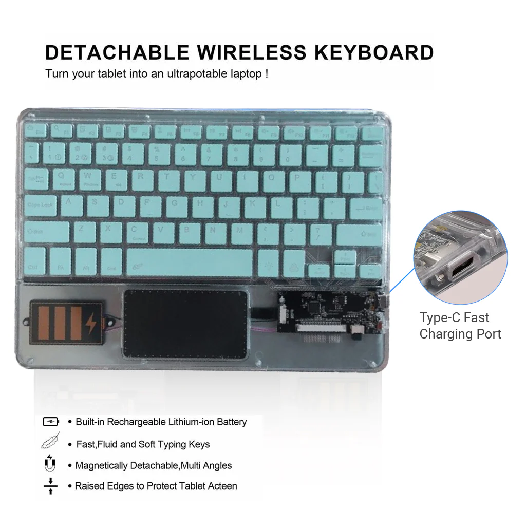 TECPHILE - Z33 Transparent Wireless Keyboard with Touchpad - Image 17