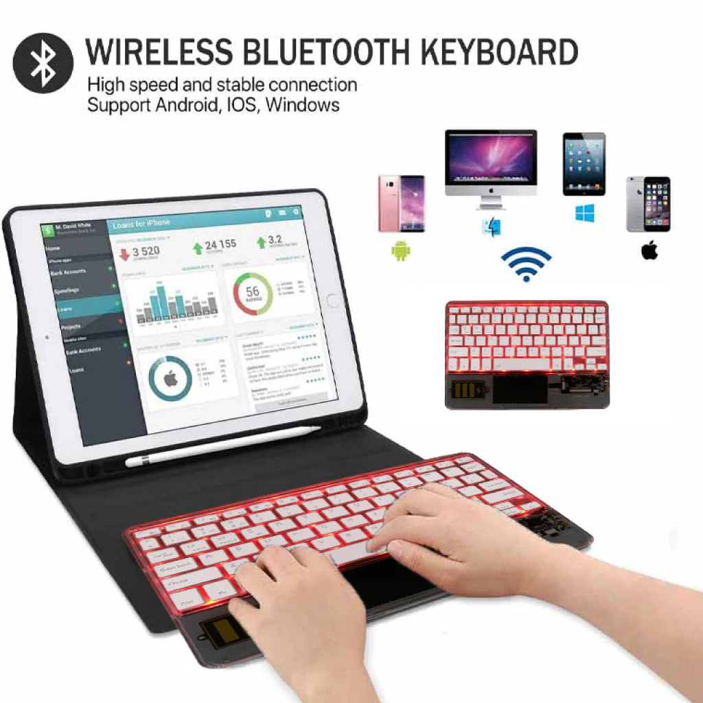 TECPHILE - Z33 Transparent Wireless Keyboard with Touchpad - Image 26