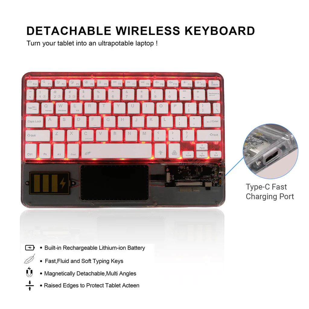 TECPHILE - Z33 Transparent Wireless Keyboard with Touchpad - Image 27