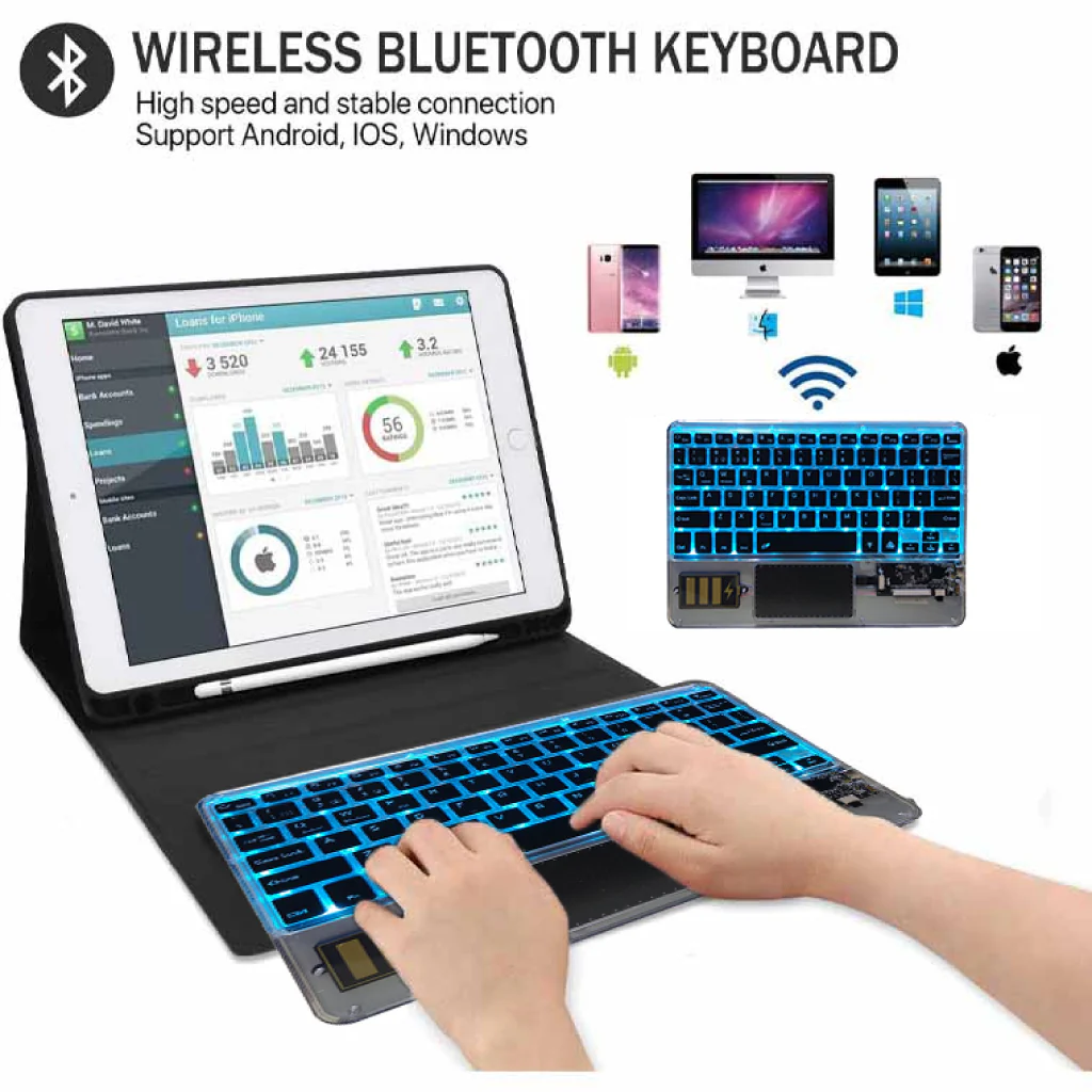 TECPHILE - Z33 Transparent Wireless Keyboard with Touchpad - Image 38
