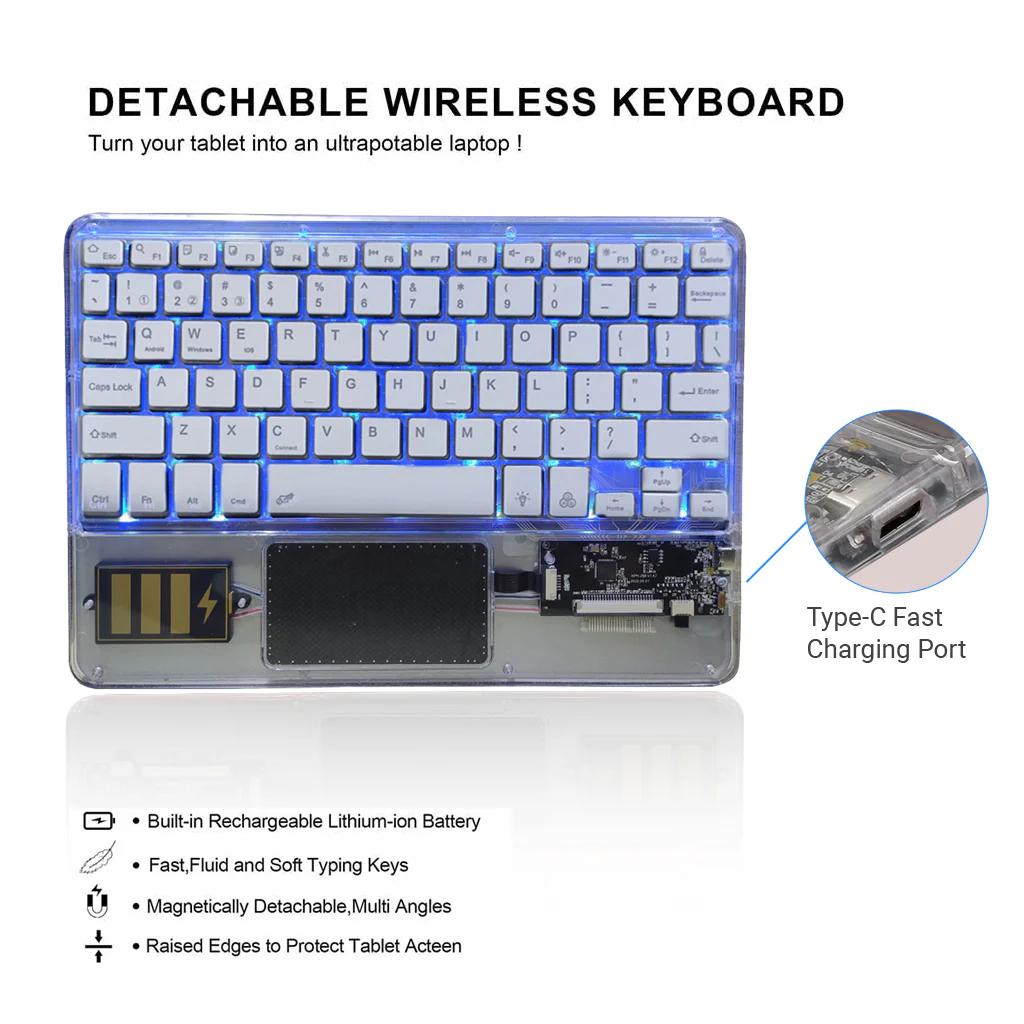 TECPHILE - Z33 Transparent Wireless Keyboard with Touchpad - Image 8