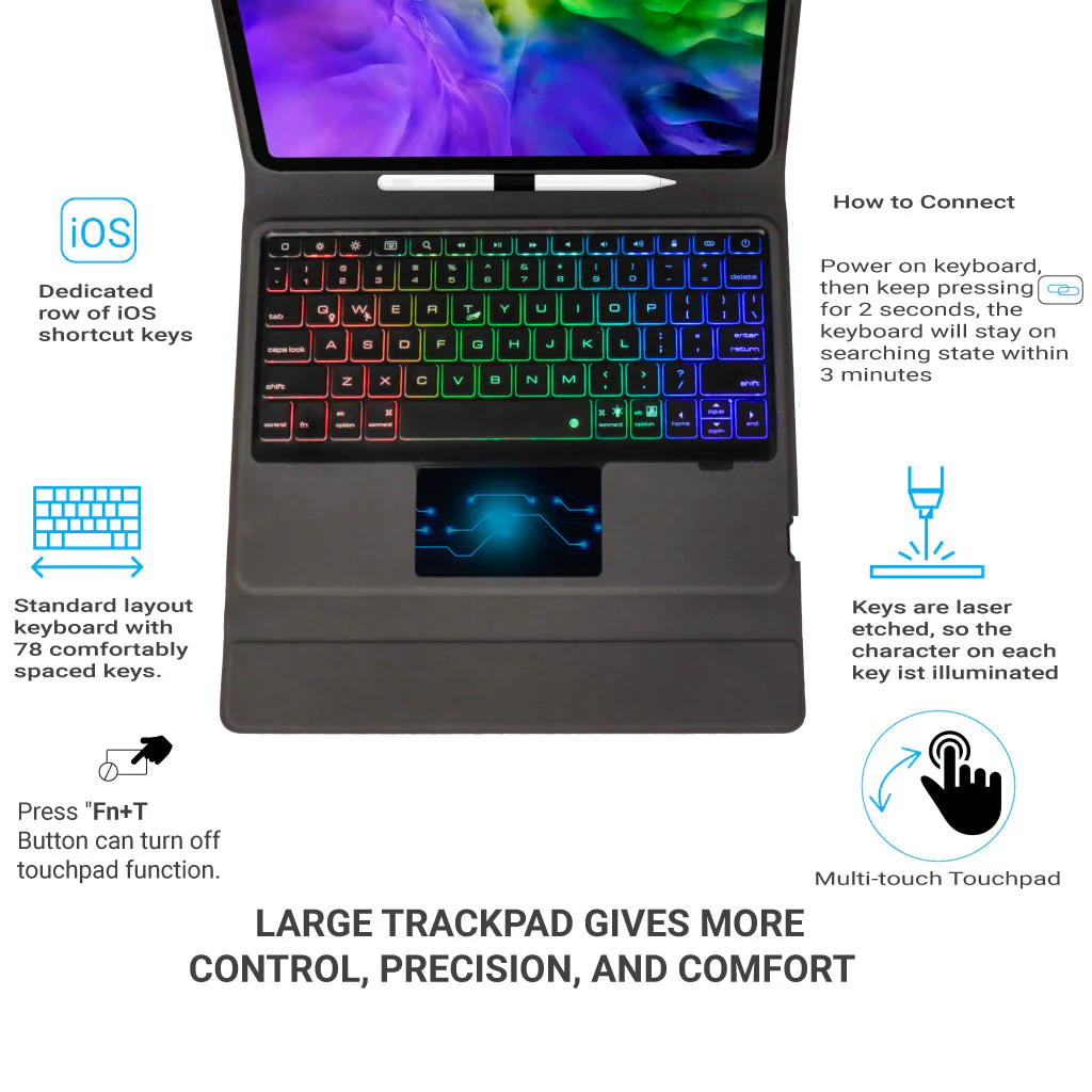 W109TS Wireless Keyboard Case for iPad - Image 3