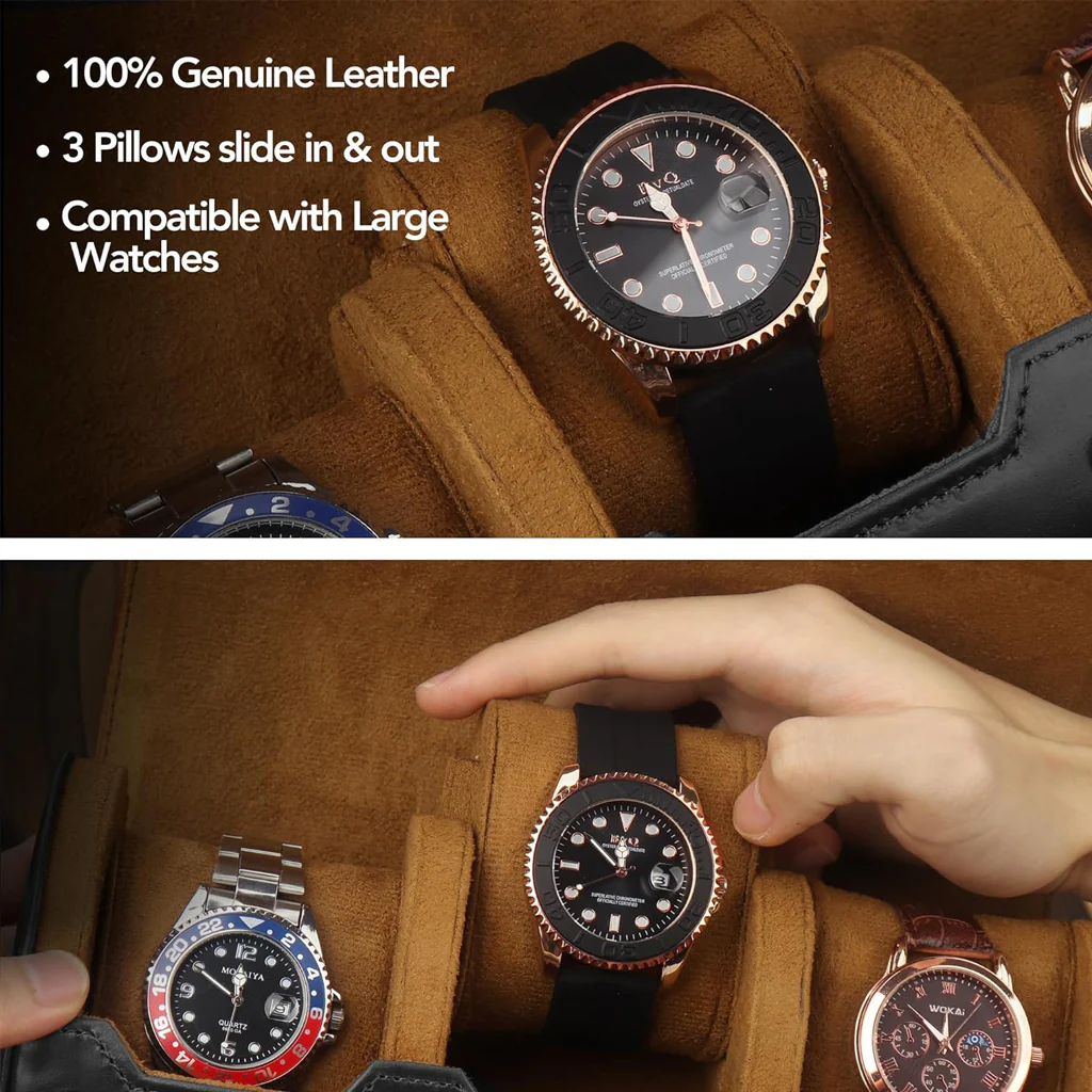 WC05 Watch Box Holder Organizer Case with 3 Slot - Image 3