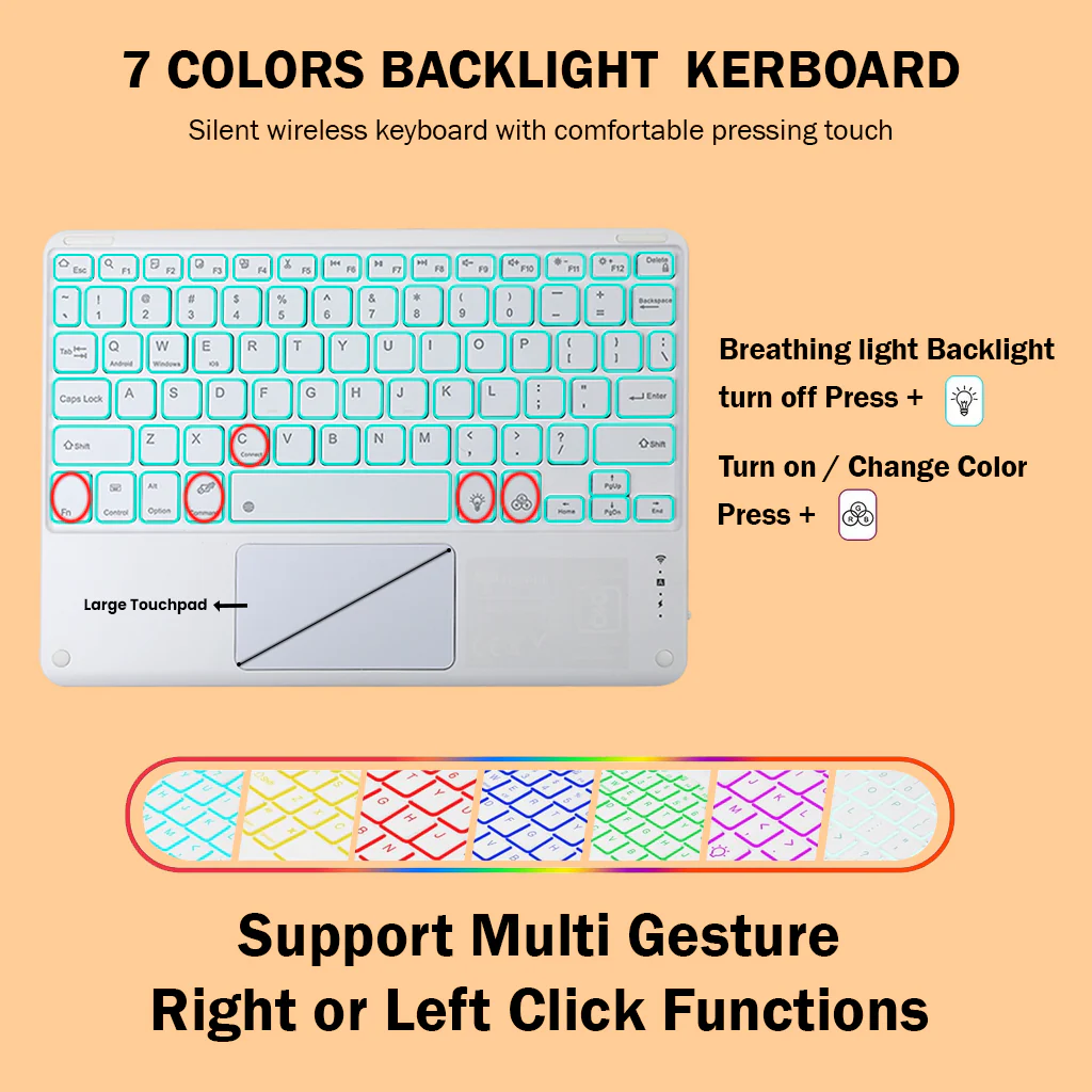X510T Keyboard Case for Samsung Galaxy Tab S9 / S9 FE / S8 / S7 - Image 13
