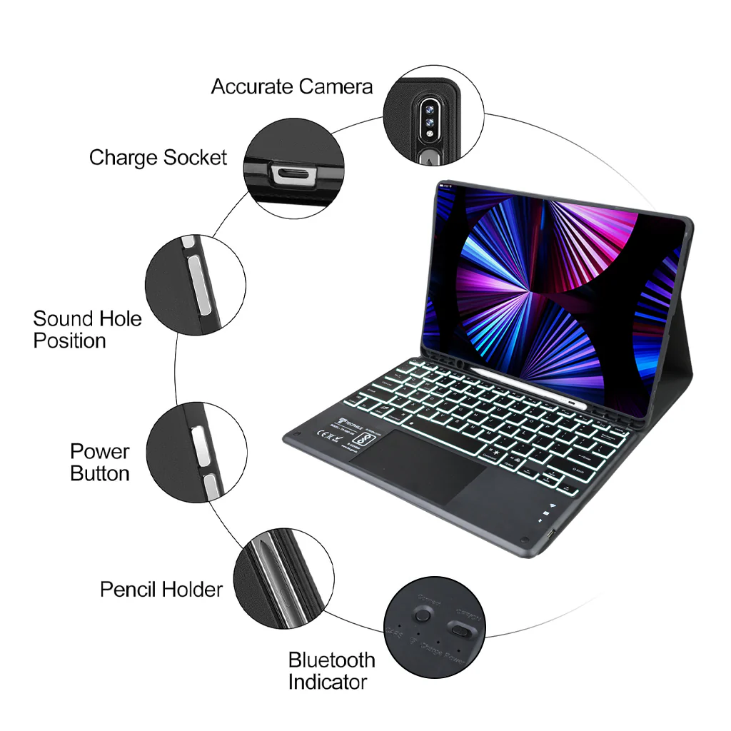 X510T Keyboard Case for Samsung Galaxy Tab S9 / S9 FE / S8 / S7 - Image 15